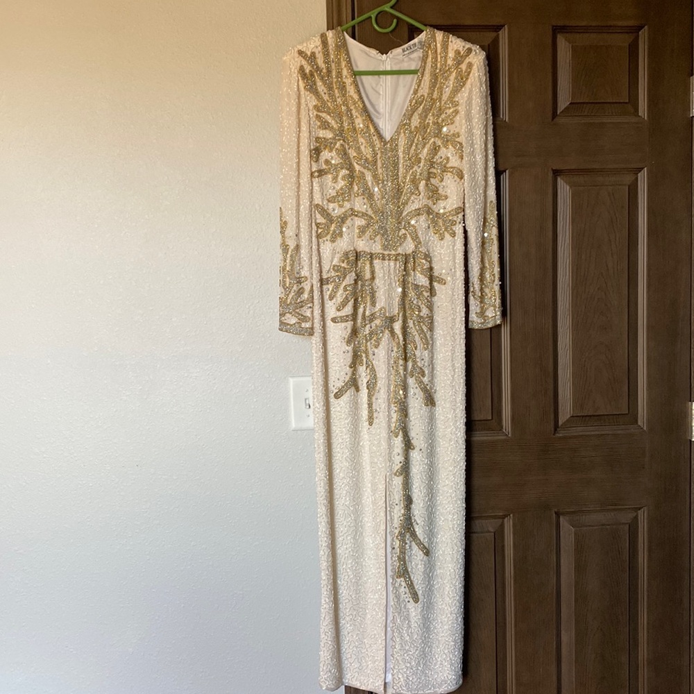 Vintage Black Tie Beaded Silk Gown